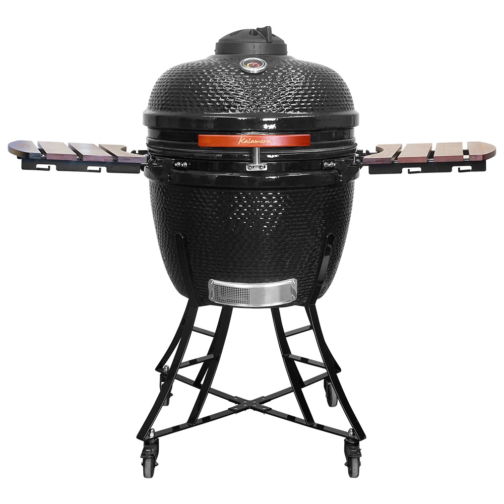 Outdoor Ceramic Grill Kamado 24'' Black with sides cart